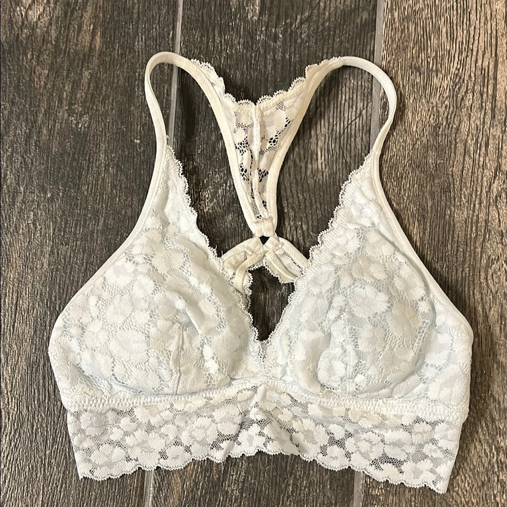 Aerie Light Blue Lace Bralette with Racerback Design